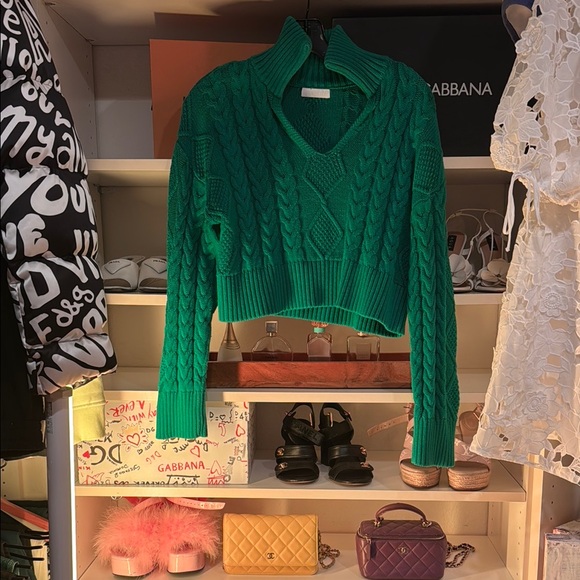 Green Cable Knit Women's Sweater